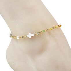 Baras Pavé-Fußkettchen aus klaren Zirkonia-Perlen (flach&nbsp;AJEW-AN00824