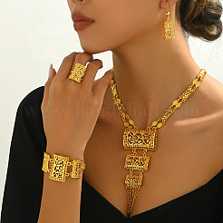 Elegante Legierung hohle Rechteck Armbänder & Ohrringe & Halsketten & Ringe Sets für Frauen&nbsp;DK5733