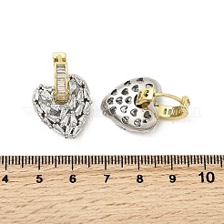 Orecchini a cerchio a forma di cuore in ottone con zirconi cubici trasparenti&nbsp;EJEW-L261-028GP