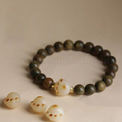 Stretch-Armbänder aus Guajakholz mit runden Perlen für Männer und Frauen&nbsp;FS-WG59C08-01