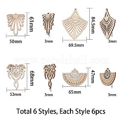Gros pendentifs en bois non teint&nbsp;WOOD-SC0001-06