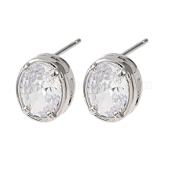 Latón micro pave aretes de circonita cúbica transparente&nbsp;EJEW-C174-02E-P