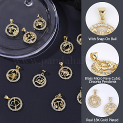 12pcs 12 styles pendentifs en laiton micro pavé de zircone cubique&nbsp;KK-BM0001-01