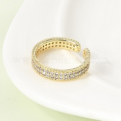 Messing Micro Pave klare Zirkonia Manschette offene Ringe&nbsp;RJEW-Z136-03G