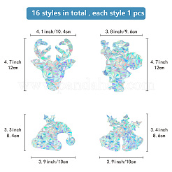 16 foglio 4 stili adesivi statici per pellicole per finestre colorate al laser in pvc impermeabile&nbsp;DIY-WH0314-075
