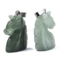 Colgantes de aventurina verde natural tallada&nbsp;G-N0327-002I
