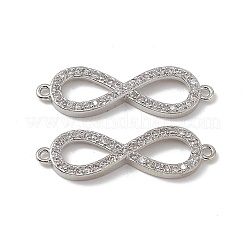 Breloques de connecteur en laiton micro pavé de zircone cubique transparente&nbsp;KK-E068-VB385