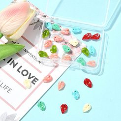 28 Stück 7 Farben synthetische korallengefärbte Blattanhänger&nbsp;CORA-FS0001-01