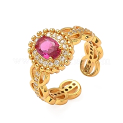 Manschettenringe aus Messing mit Mikropavé-Zirkonia für Damen&nbsp;RJEW-F185-02G