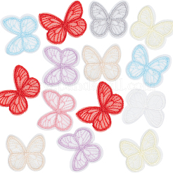 64 stücke 8 farben schmetterling organza spitze stickerei ornament zubehör&nbsp;DIY-GF0006-89