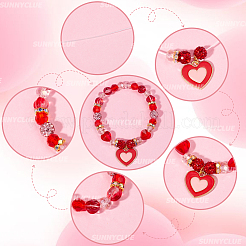 DIY-Sets zum Basteln von Stretch-Armbändern aus Polymer-Ton mit Strass-Perlen zum Thema Valentinstag&nbsp;DIY-SC0028-69
