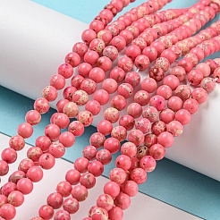 Brins de perles teintes en jaspe impérial synthétique&nbsp;G-D077-A01-02