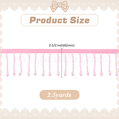 2.5 mètre de perles en plastique et ruban de dentelle en polyester&nbsp;SRIB-HY0001-16