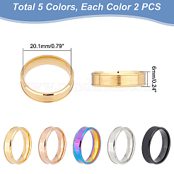 10 anillo de acero inoxidable 201 liso de 5 colores para hombres y mujeres.&nbsp;RJEW-DC0001-03B