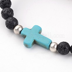 Natürliche Lava Rock Perlen Stretch Armbänder&nbsp;BJEW-JB02233