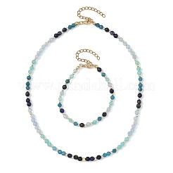 Set aus runden Perlenketten und Armbändern aus natürlichem weißen Jade&nbsp;SJEW-JS01382