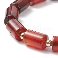 Bracciale elasticizzato con perline a colonna in agata naturale&nbsp;BJEW-JB08658-02