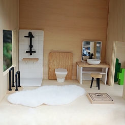 Ensemble de salle de bain en bois ornements miniatures&nbsp;PW-WG7DB36-01