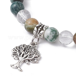 Braccialetti elasticizzati con perline rotonde di agata naturale&nbsp;BJEW-JB09872-02