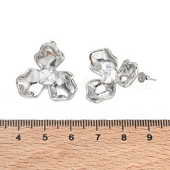 Fornituras de pendientes de perlas de circonio cúbico de micro pavé de latón&nbsp;CU-CBA6E4E-02P