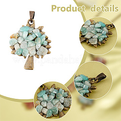 32 pièces 8 styles pendentifs de puces de pierres précieuses mixtes naturelles et synthétiques&nbsp;PALLOY-AB00252