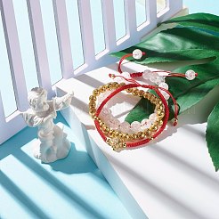 Set aus geflochtenen Perlenarmbändern aus natürlichem Knisterquarz und Lavagestein&nbsp;BJEW-JB07212-04