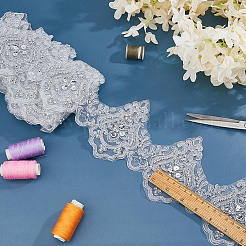 Ruban de polyester d'un mètre avec perles rondes en plastique et paillettes&nbsp;OCOR-HS0001-20B