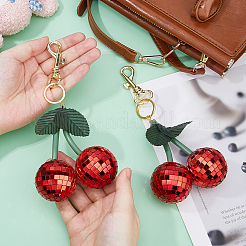 Colgante de cereza con bola de discoteca y espejo para mascotas de vidrio&nbsp;HJEW-FH00111