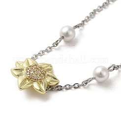 Sonnenblumen-Gliederarmbänder aus Messing mit Zirkonia&nbsp;BJEW-A004-01