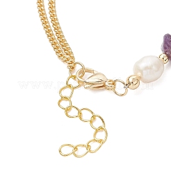 Pietra preziosa naturale di chip perle Braccialetti di collegamento&nbsp;BJEW-JB12884