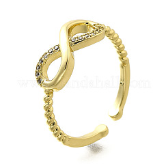 2 pz 2 stili ottone micro pavé trasparente cubic zirconia anelli polsino per le donne&nbsp;RJEW-S399-04G