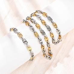 Sets aus ovalen Gliederketten und Armbändern aus Edelstahl 304 für Damen&nbsp;SJEW-F228-02GP