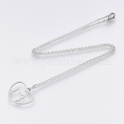 Colliers pendentif chaton en acier inoxydable 201 anti-ternissement&nbsp;NJEW-T009-JN132-40-1