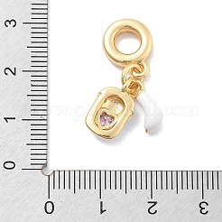Messing weiße Emaille Tasche europäische Anhänger Charms&nbsp;KK-M305-03G