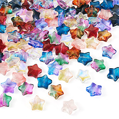 100 Stück 10 Farben zweifarbig transparente sprühbemalte Glasperlen & Farbverlauf handgefertigte Bunte Malerei-Perlen&nbsp;GLAA-TA0012-36