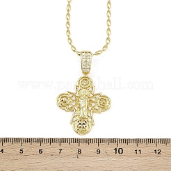 Collane con ciondolo a croce in ottone micro pavé di zirconi cubici trasparenti per donna&nbsp;LS-NJEW-K298-02A-G