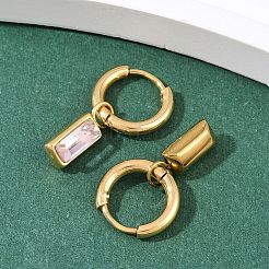 Pendientes de aro rectangulares de acero inoxidable 304&nbsp;EJEW-I320-29G