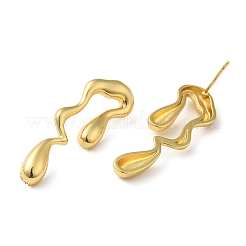 Orecchini pendenti a bottone a forma di teadro con fusione di ottone placcato a cremagliera da donna&nbsp;EJEW-Z019-01G