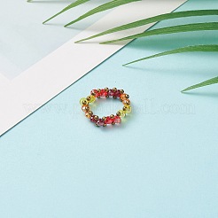 Glas geflochtener Perlenfingerring für Frauen&nbsp;RJEW-JR00467-01
