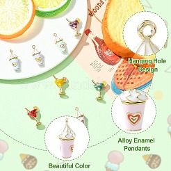 8 colgante de aleación de esmalte con diseño de cóctel o helado&nbsp;ENAM-CJ0007-37