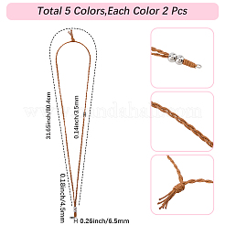 10 cordon en polyester ciré bicolore pour la confection de colliers ajustables&nbsp;AJEW-SC0004-32