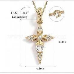 Colliers avec pendentif en forme de croix en zircone cubique transparent en laiton pour femmes&nbsp;WG79657-01