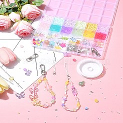 Verre avec perles acryliques transparentes pour kit de fabrication de chaîne de téléphone portable&nbsp;DIY-FS0006-74A