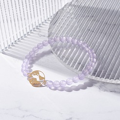 Pulsera elástica de cuentas redondas de jade de Malasia natural (teñido)&nbsp;BJEW-JB07223