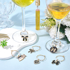 6 stücke 6 arten legierung emaille bowknot glas samen perlen wein glas charme&nbsp;AJEW-SC00075