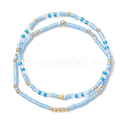 2 juego de pulseras elásticas con cuentas de vidrio para mujer&nbsp;BJEW-MZ00296-02