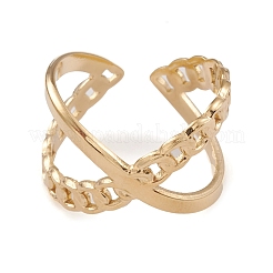 Ionenplattierung (IP) 304 Edelstahl Criss Cross offene Manschettenringe für Frauen&nbsp;RJEW-G285-72G