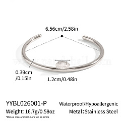 Bracciali rigidi aperti da donna in acciaio inossidabile 304 con pavé di zirconi cubici trasparenti a forma di occhio di cavallo.&nbsp;SQ6619-2