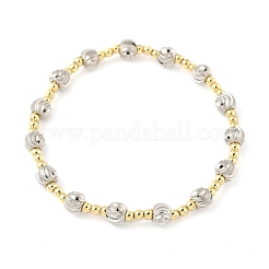 Stretch-Armbänder aus Messing mit runden Perlen für Frauen und Männer&nbsp;BJEW-Z129-01GP