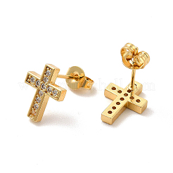 Klare kubische Zirkonia-Kreuz-Ohrstecker&nbsp;EJEW-F301-01